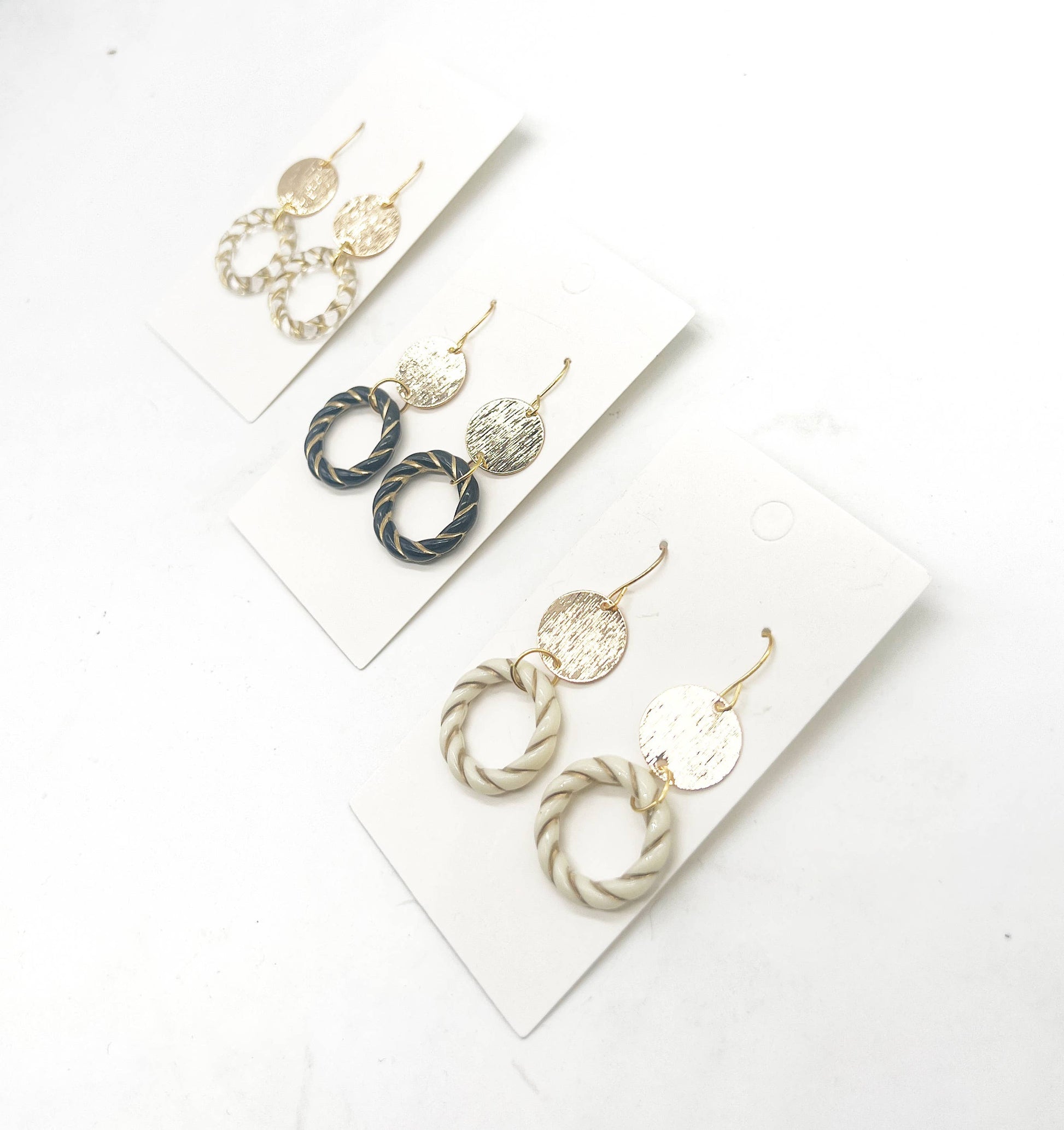Gold Clear Twist Acrylic Double Disc Earrings - Thirty-One Boutique, LLC