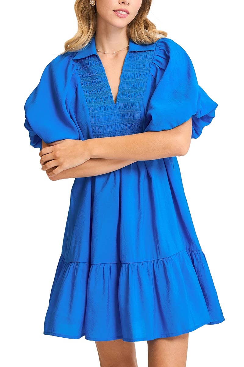 Smocked Yoke Mini Dress - Thirty-One Boutique, LLC