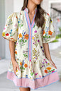 BOHO Striped Floral Print Short Sleeve Mini Dress | S-XL - Thirty-One Boutique, LLC