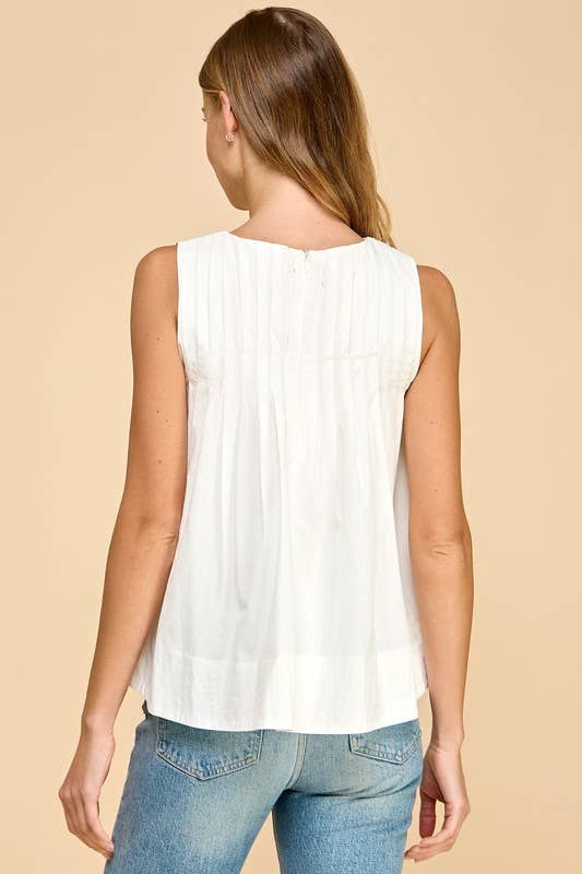 Pleated Detail High Low Sleeveless Top - Thirty-One Boutique, LLC