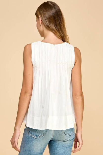 Pleated Detail High Low Sleeveless Top - Thirty-One Boutique, LLC