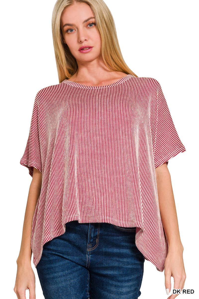 ",.....Cord Rib Pin-striped Oversized Top - Thirty-One Boutique, LLC