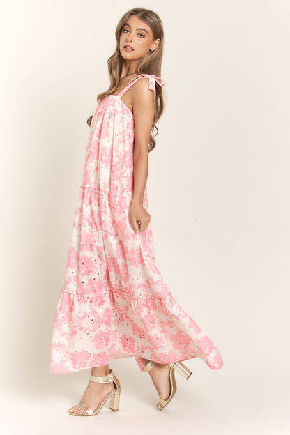 Floral Bandeau Maxi Dress With Tie Straps - Thirty-One Boutique, LLC
