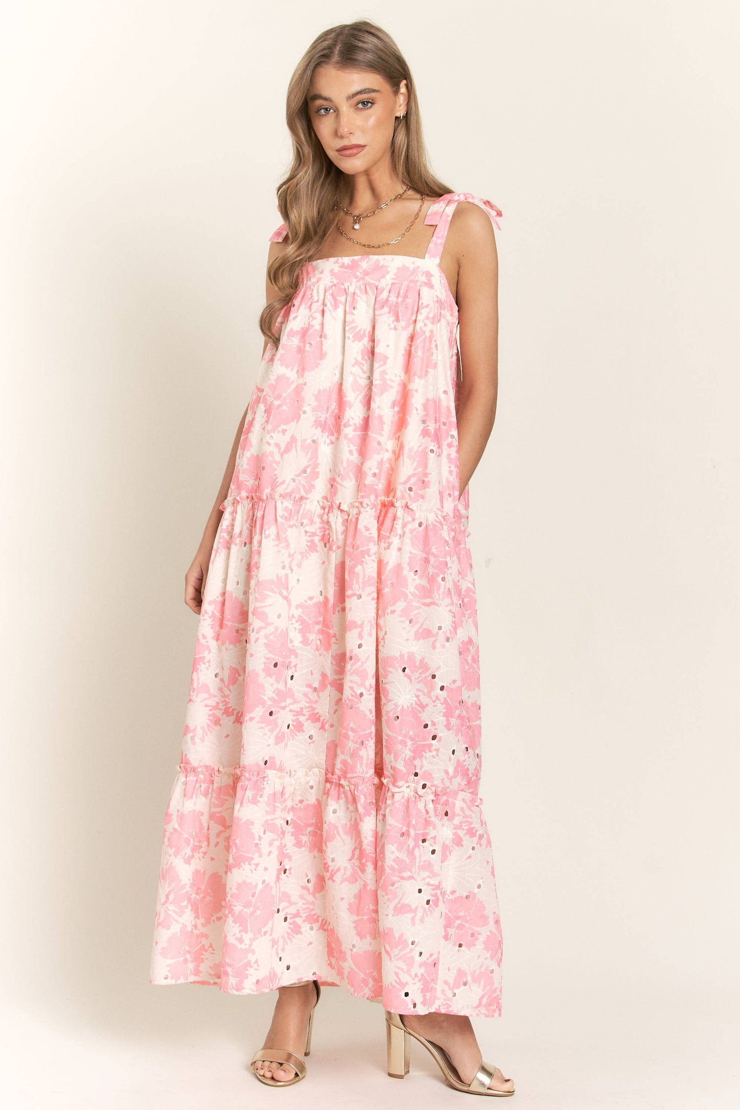 Floral Bandeau Maxi Dress With Tie Straps - Thirty-One Boutique, LLC