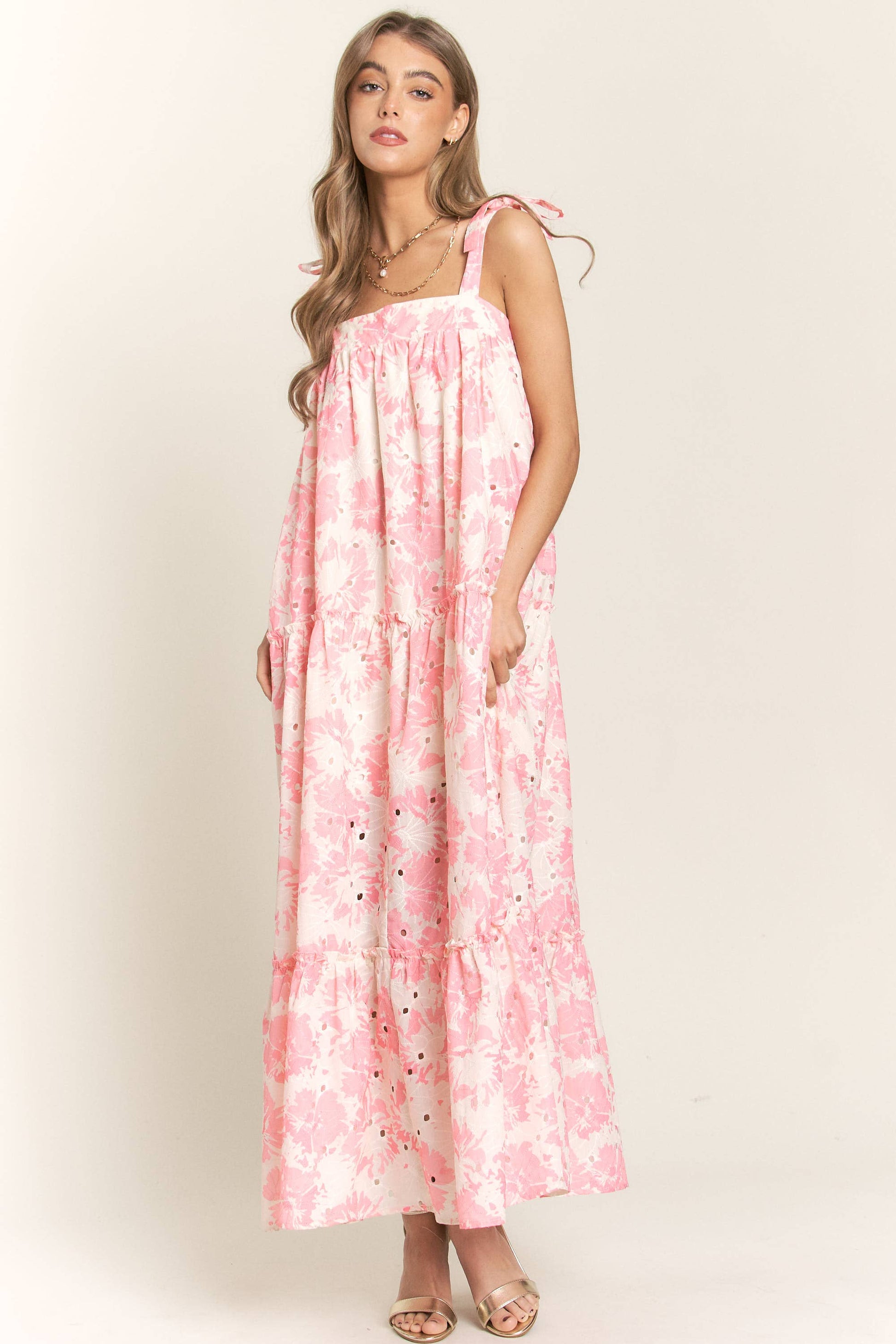 Floral Bandeau Maxi Dress With Tie Straps - Thirty-One Boutique, LLC