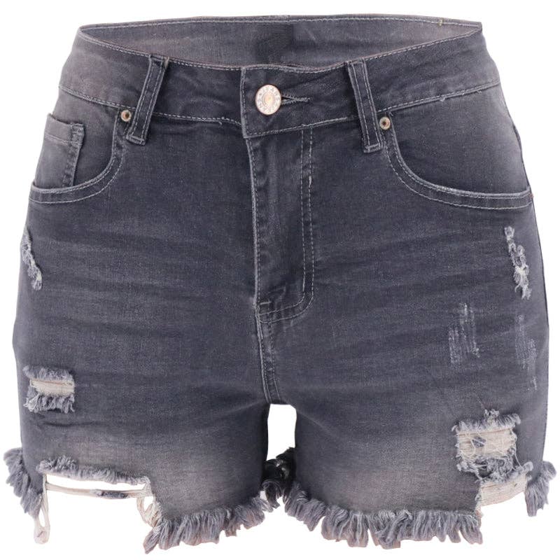 Women's High-rise Ripped Stretch Summer Denim Shorts - Thirty-One Boutique, LLC