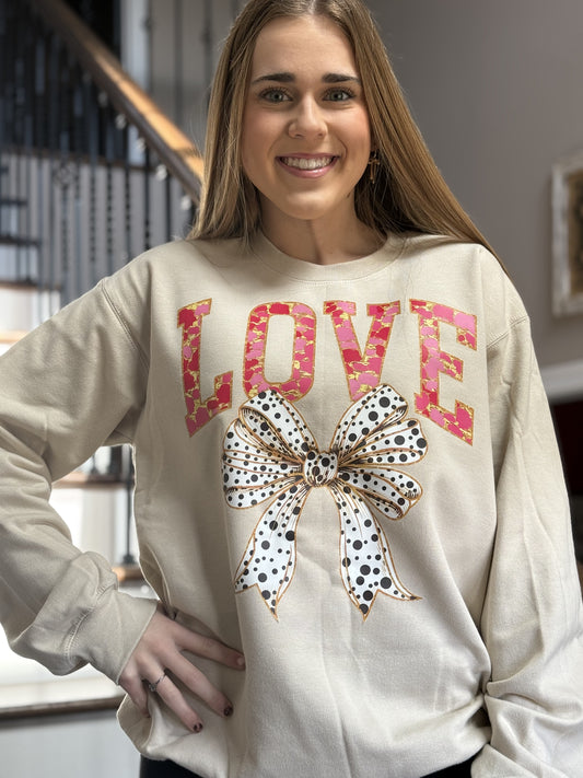 Love with Bow Sweatshirt - Thirty-One Boutique, LLC