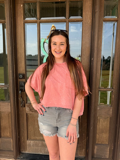 oversized cropped T-Shirt - Thirty-One Boutique, LLC