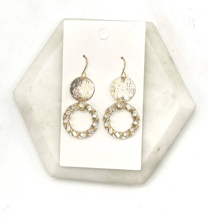 Gold Clear Twist Acrylic Double Disc Earrings - Thirty-One Boutique, LLC