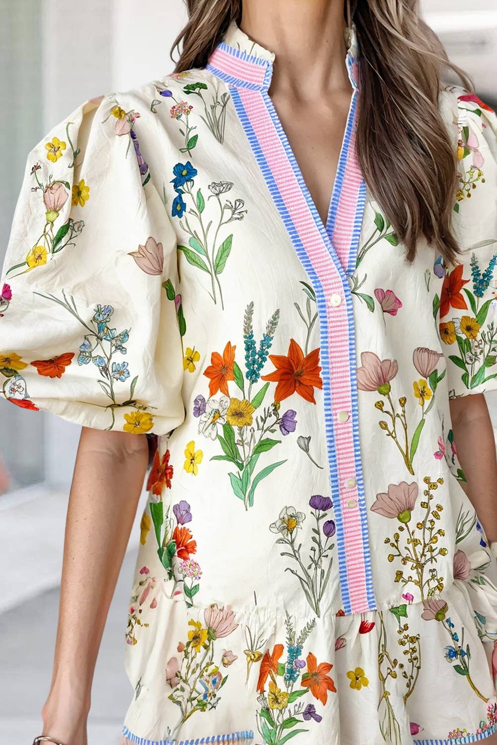 BOHO Striped Floral Print Short Sleeve Mini Dress | S-XL - Thirty-One Boutique, LLC