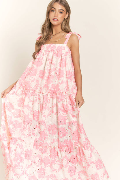 Floral Bandeau Maxi Dress With Tie Straps - Thirty-One Boutique, LLC